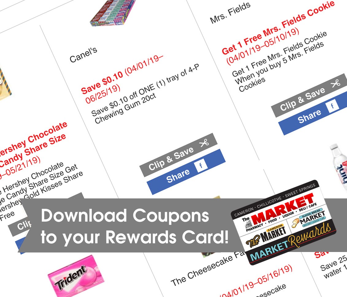 Download Coupons to your Rewards Card!